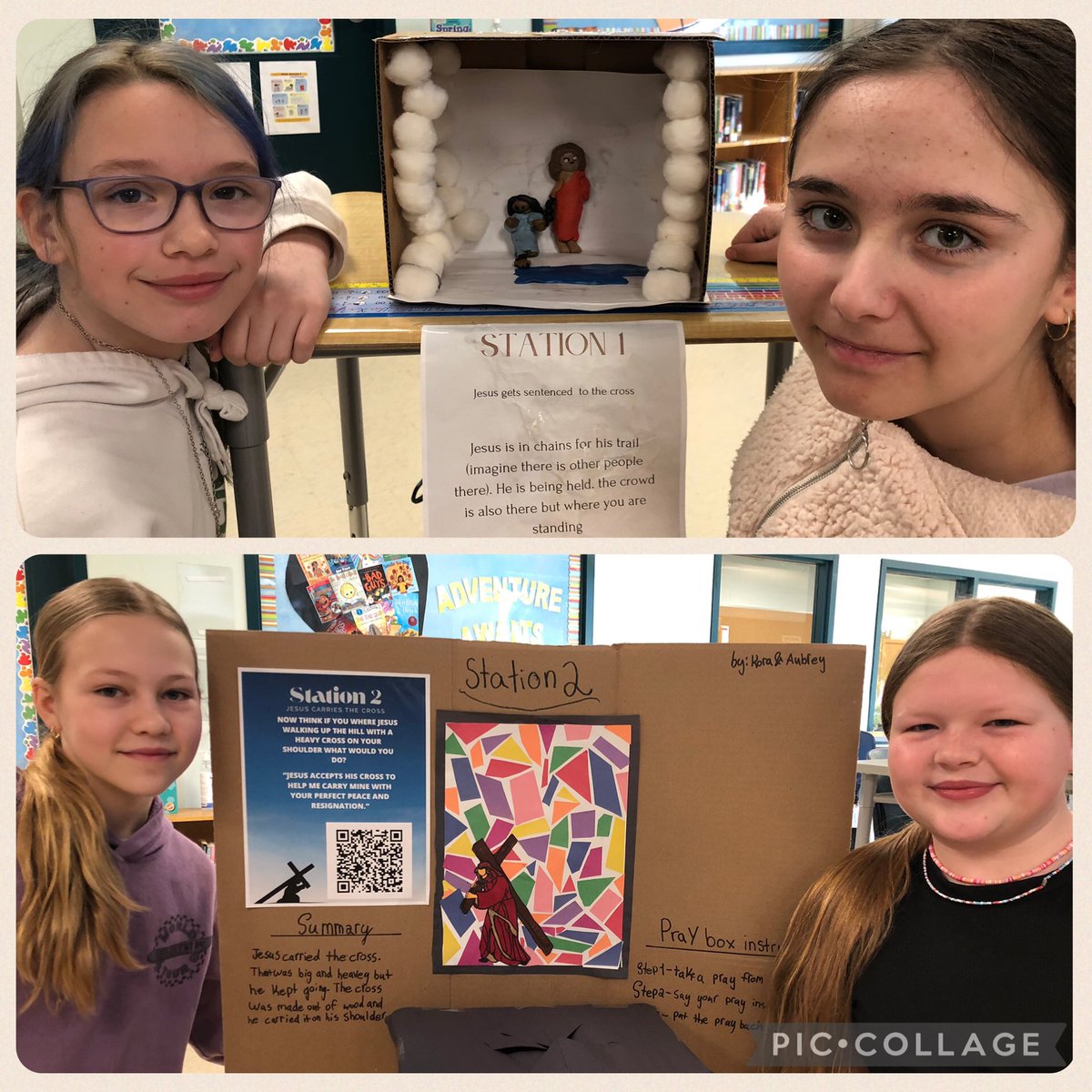 StMarysFalcons's tweet photo. Mrs. Aziz’s Grade 6/7  @StMarysFalcons welcomed our school to visit their Stations of the Cross to prepare for Easter. https://t.co/Mhhu4aAyHT