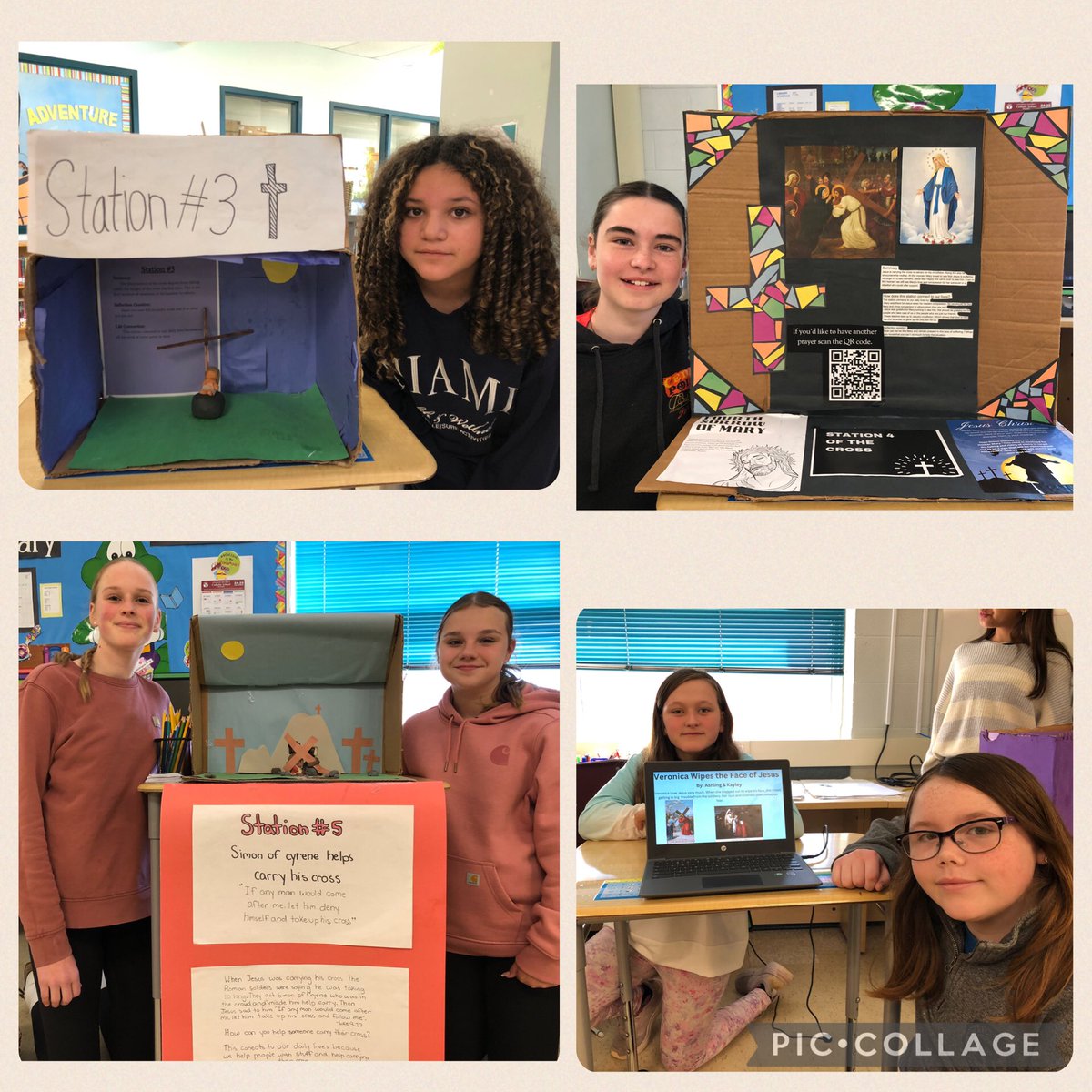 StMarysFalcons's tweet photo. Mrs. Aziz’s Grade 6/7  @StMarysFalcons welcomed our school to visit their Stations of the Cross to prepare for Easter. https://t.co/Mhhu4aAyHT