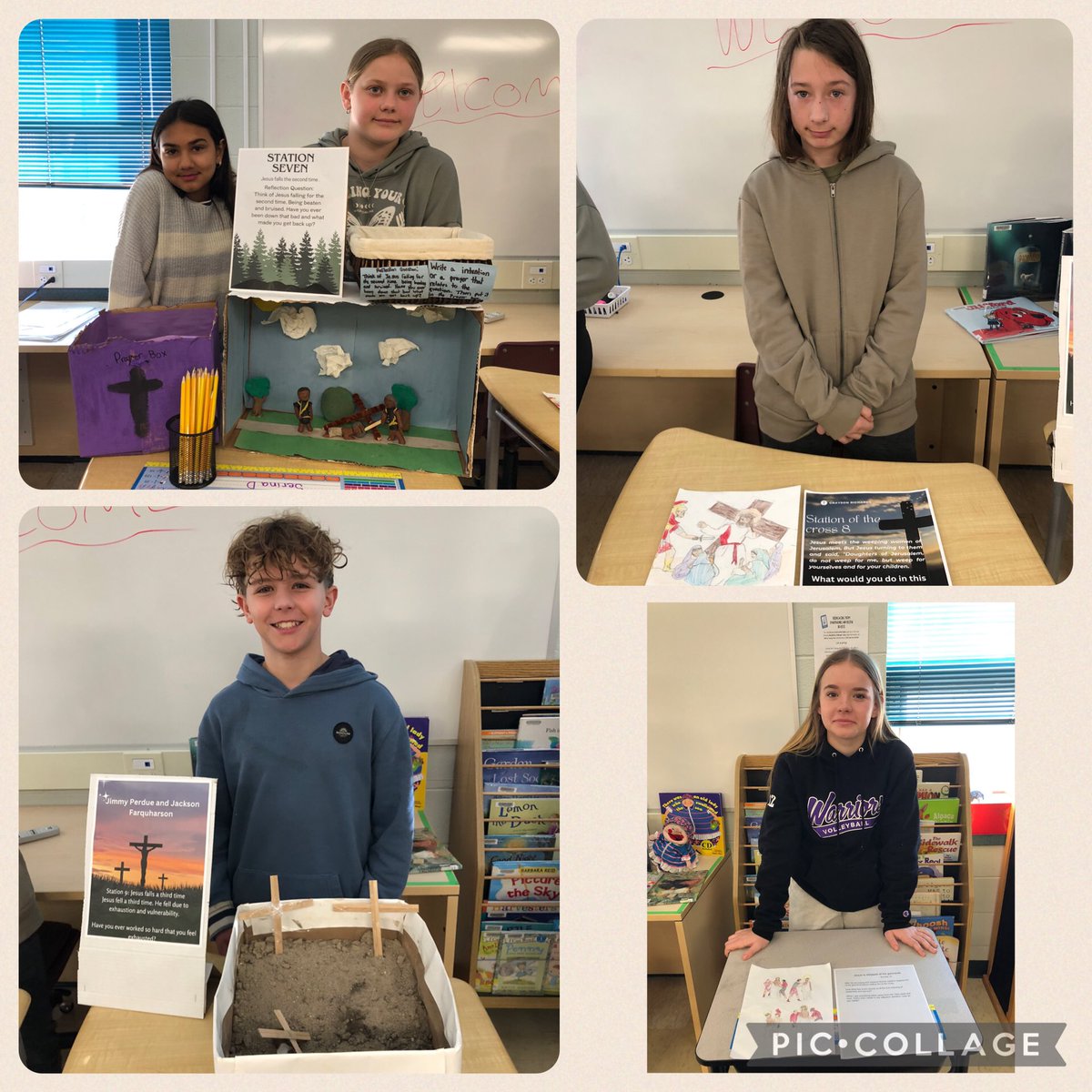 StMarysFalcons's tweet photo. Mrs. Aziz’s Grade 6/7  @StMarysFalcons welcomed our school to visit their Stations of the Cross to prepare for Easter. https://t.co/Mhhu4aAyHT
