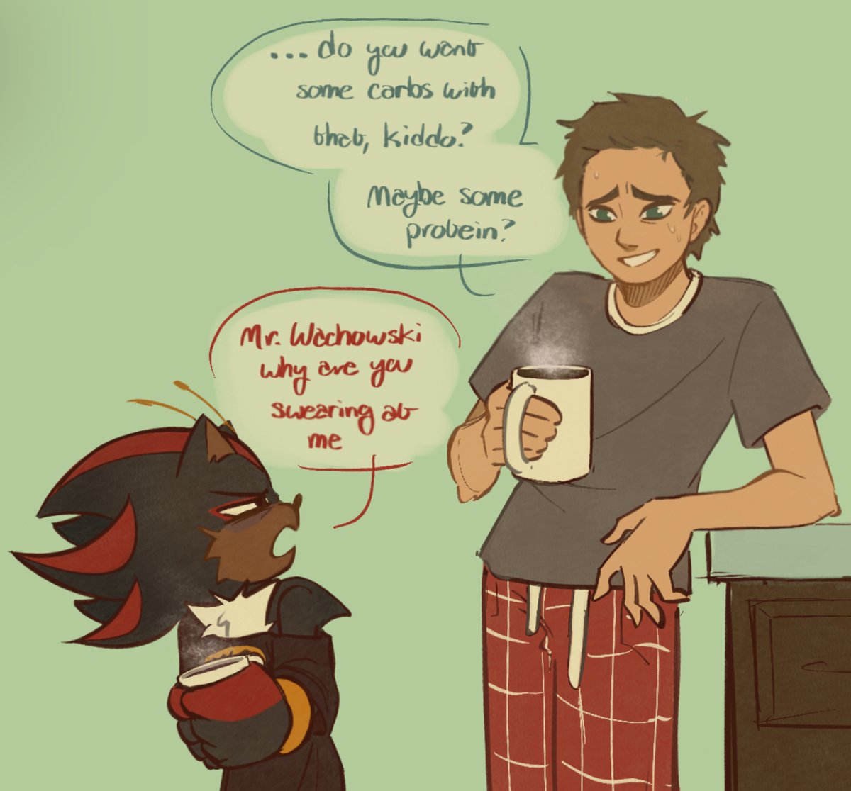 i need like sitcom-style antics of shadow joining the wachowski fam and being a fucked up little menace plz 

#sonicmovie3 