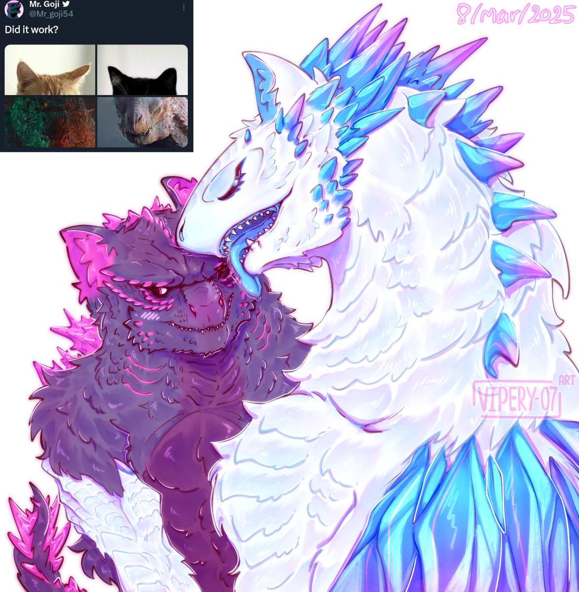 Vipery_07art's tweet photo. Catzilla & Shimeow https://t.co/QwCoafv5Xm