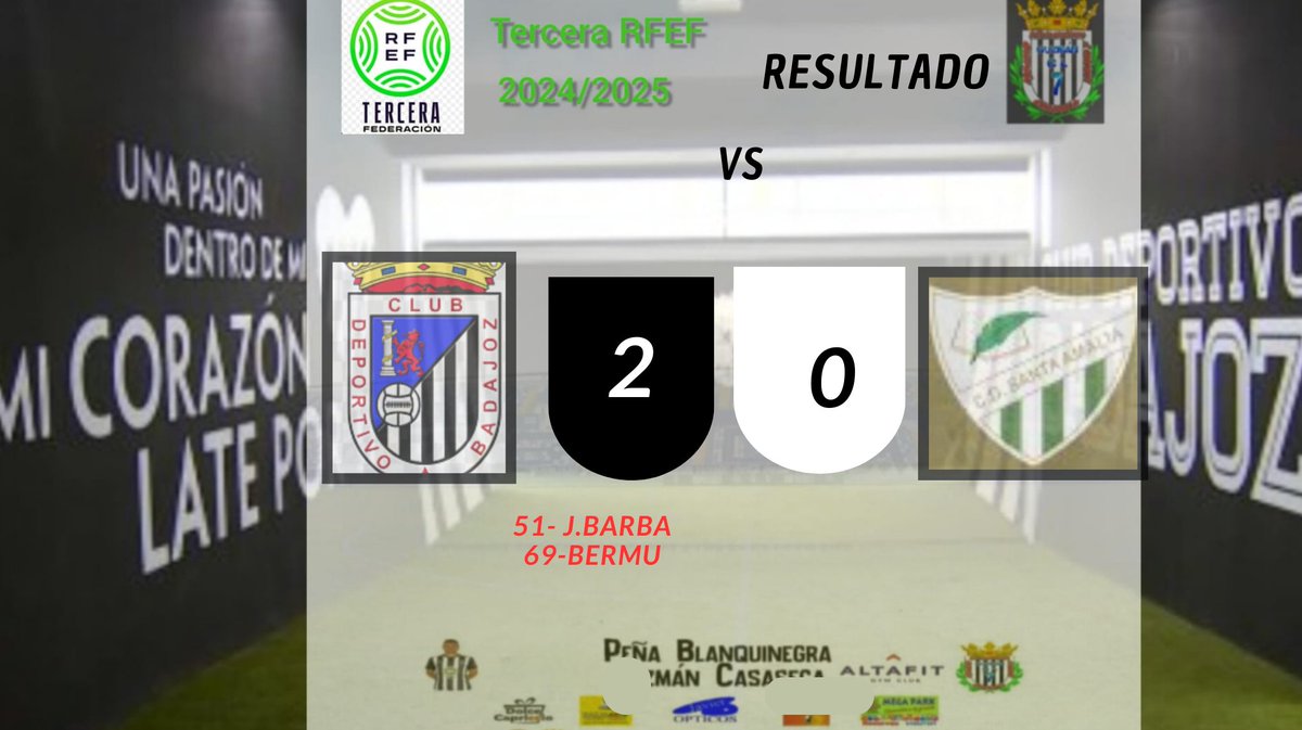 ByLozano7's tweet photo. #3REF/#GrupoXIV
Grupo 14Jornada 31
Resultado#CDBadajozCDSantaAmalia
Colaboración: @daniisoleto_ & @vidigalmanolo
Patrocinio: @javieropticos @dolcecapriccio @mega_ parkbadajoz @altafitbadajoz
#PeñaByNGCL7 https://t.co/I72sG4Rp49