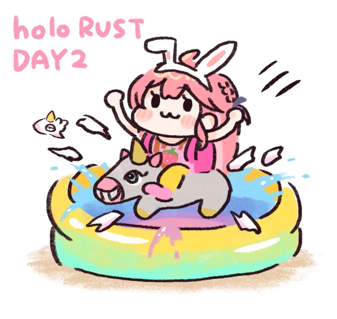 お着替え後、パリピ浮き輪 破裂#holoRUST #miko_Art 