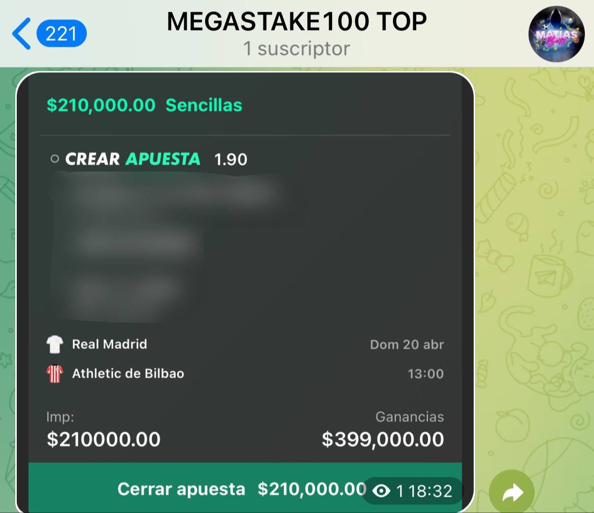 Picks_Del_Rey's tweet photo. MEGA STAKE 100 🔝 de MATIAS BETS + PARLAY

Deja tu ❤️ y únete a nuestros grupos de telegram🔥🫂

https://t.co/QdxDlR3hOi
https://t.co/aeEQZPaeiD

GRATIS POR LOS CANALES DE ARRIBA👆🏻🎁 https://t.co/a80LPUvsfA