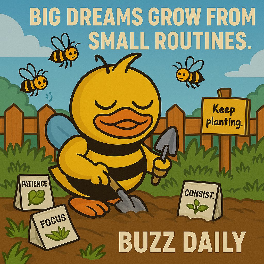 Crispyduck's tweet photo. You donโt need a breakthrough.
You need a trowel, a vibe, and some time.
Keep planting. Buzz daily.
#DuckBee #GaryBeeEnergy #StayCrispy https://t.co/oFj1X4fzkt
