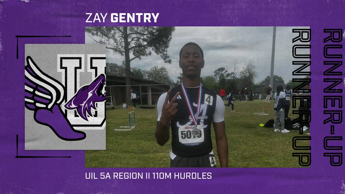 Anna Coyotes XC/ TF (@annacoyotesxctf) on Twitter photo UIL 5A Region II Championships
Congratulations to Zay Gentry for earning Regional Runner-up in the 110M Hurdles.
He advances to the STATE Championships on Friday, May 2nd!
<a href="/CoachVRodriguez/">Victor Rodriguez</a>
#CU UIL 5A Region II Championships
Congratulations to Zay Gentry for earning Regional Runner-up in the 110M Hurdles.
He advances to the STATE Championships on Friday, May 2nd!
<a href="/CoachVRodriguez/">Victor Rodriguez</a>
#CU