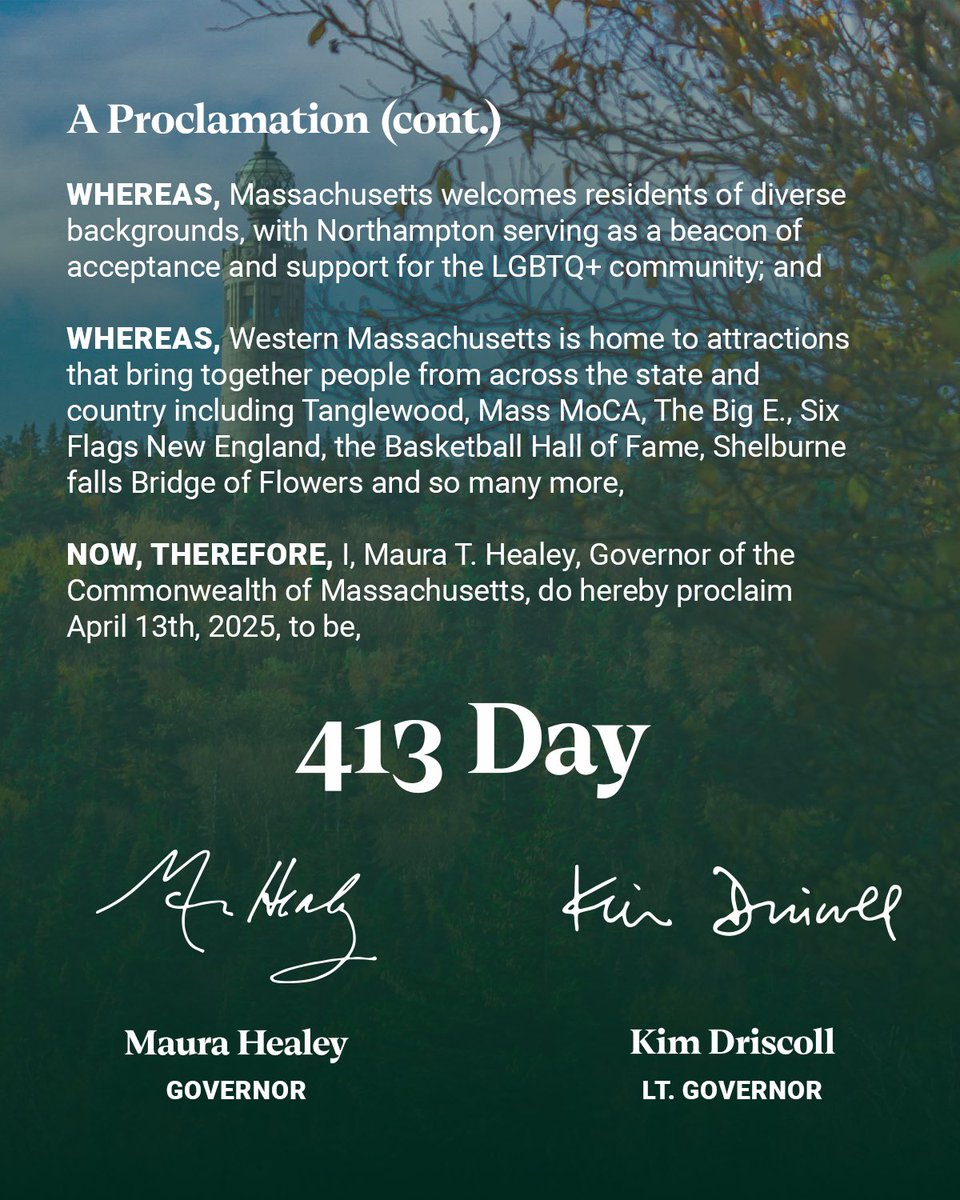 MassGovernor's tweet image. From the top of Mount Greylock to the courts at @Hoophall, there's a lot to love about the 413.
Today and always, our team is committed to celebrating, supporting and investing in Western Massachusetts.