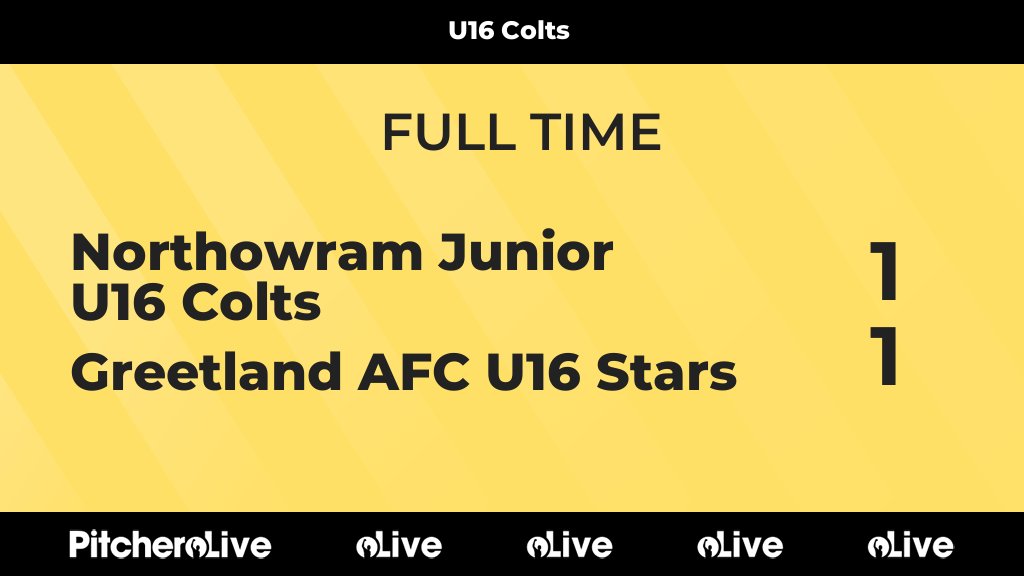 FULL TIME: Northowram Junior U16 Colts 1 - 1 Greetland AFC U16 Stars
#NORGRE #Pitchero
njfc.co.uk/teams/153437/m…
