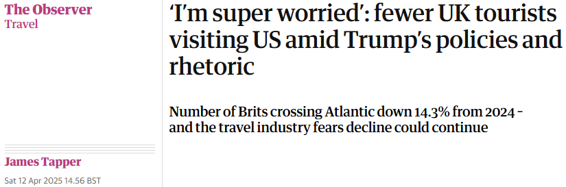 beat__poet's tweet image. Ha, this is such bollocks. No matter how much TDS people might feel, they're not going to let "cos Trump?!" get in the way of going to the States. I wager the real reasons are cos #CostLiving and the #FlyLess brainwashing starting to come out in the wash. theguardian.com/travel/2025/ap…