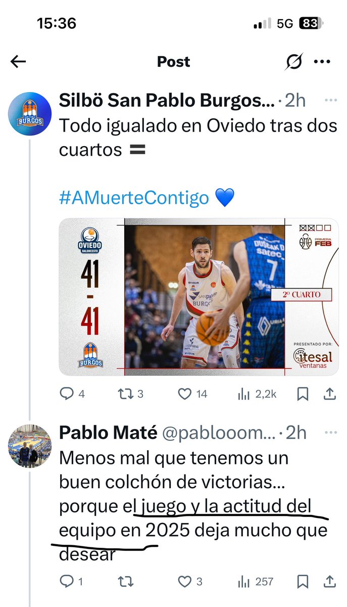 paudrirl's tweet photo. @pablooomateee @SanPabloBurgos Ese ha sido tu tweet al descanso ….🤦‍♀️ https://t.co/a1JngA9p1X