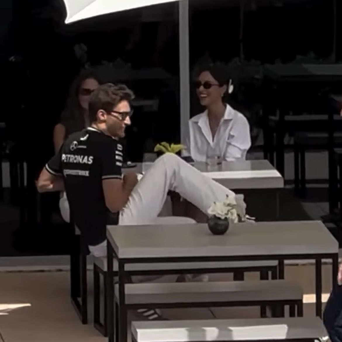 silverstrack's tweet photo. george hanging out with alexandra &amp; carmen in the paddock thats a diva meeting i would LOVE to partecipate in https://t.co/vEsPdgRJZi