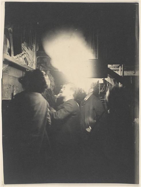 RealPreCinema's tweet photo. Under Rivière's direction, the Black Cat developed to proto-cinematic heights, completely engrossing the audience in a Kaleidoscope of colour, music, and especially movement. 

Pictured are four behind-the-scenes photographs of the Shadow Theatre in production.  Images Shigekin. https://t.co/j1m8yjzTng
