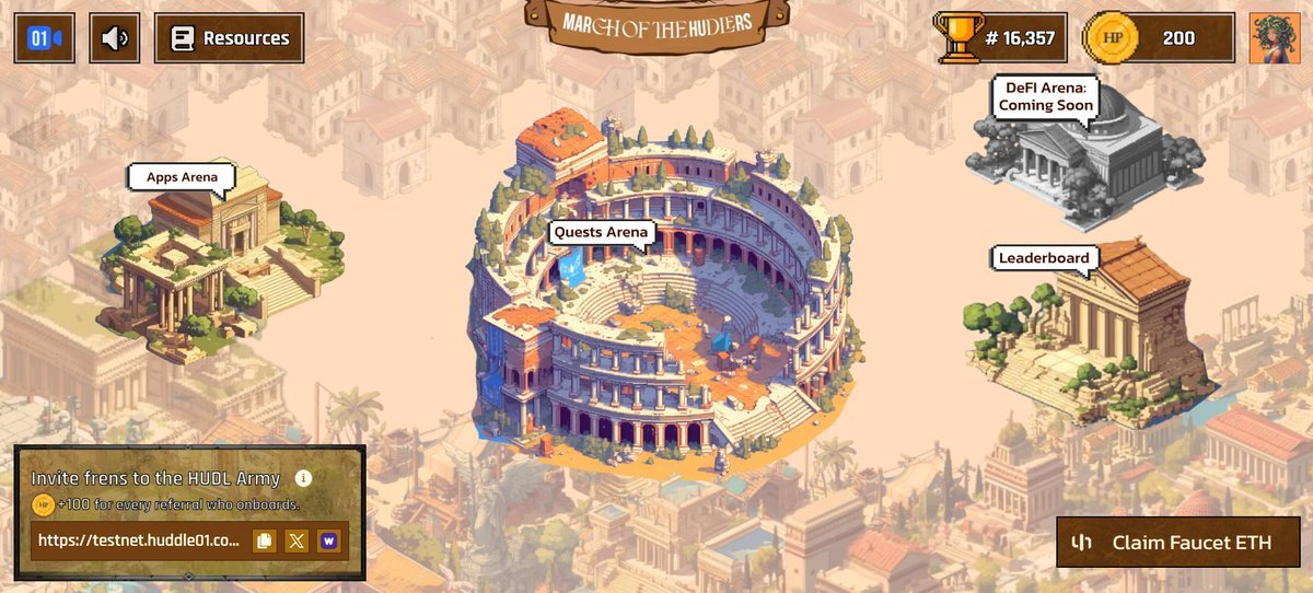 GUIDE TO FARM HUDDLE AIRDROP ($0 COST)🪂

Gamified testnet is live - Mint onboarding NFT and start accumulating HPs 

- 50% $HUDL confirmed for community &amp; testnet users
- $6M Raised 💰
- Backed by <a href="/HashKey_Capital/">HashKey Capital</a> and others

Start now (2x rewards for phase 1 participants)

1.