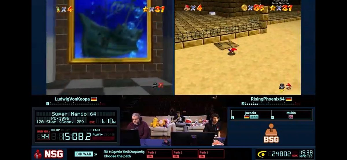 We may be nearing the end, but we’re not done yet!  Come on by and enjoy some more Mario 64, Superbike World Championship, and our Final Fantasy IV finale!

Twitch.tv/nsgmarathon