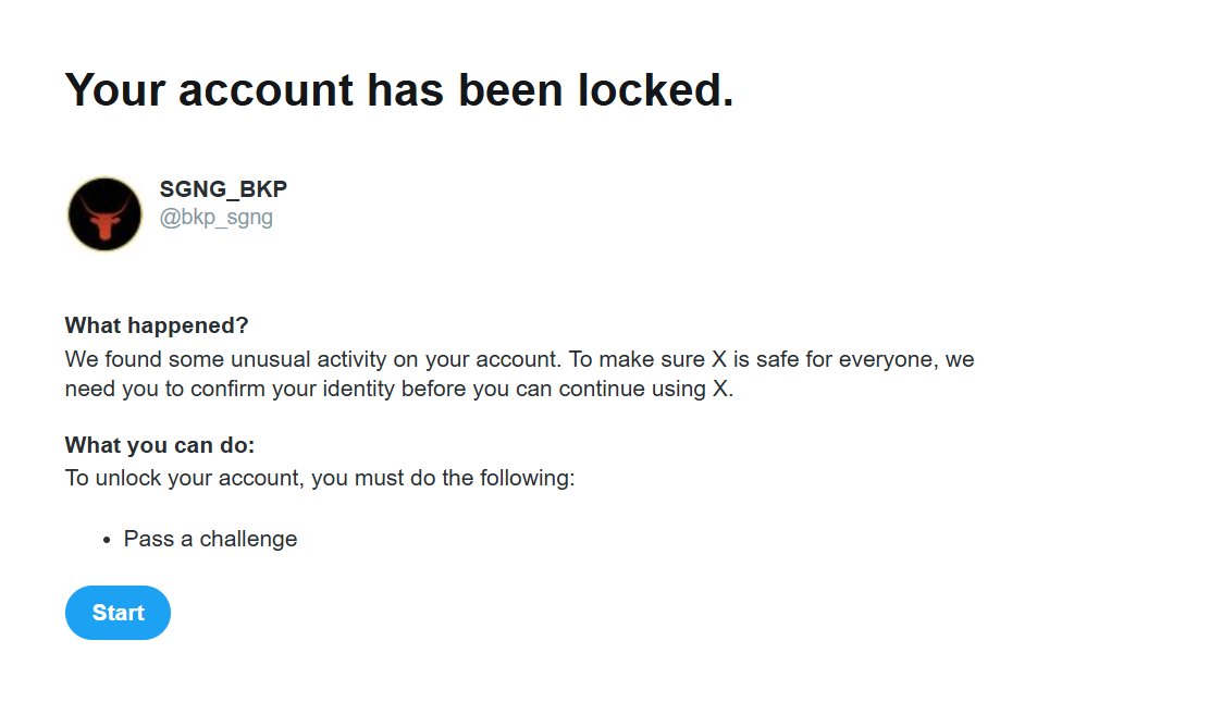 bkp_sgng's tweet photo. Fuck you, @x and @Support ..
The "unusual activity" was that I followed @monad_of_eirye and sent them a message. It's the same #bots #twitterbots I'm fighting with to get my main account back, damn it.. 😤 https://t.co/RYNrjq1AJJ
