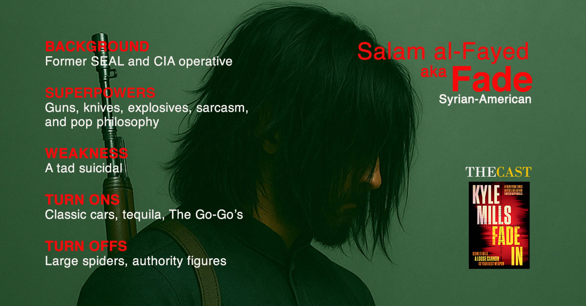 As publication draws ever closer, it’s time to introduce the main characters from FADE IN. The obvious place to start is the eponymous protagonist, Fade. He’s a former operator fighting to recover from a bullet to the chest that stopped his heart for almost a minute. Plagued by