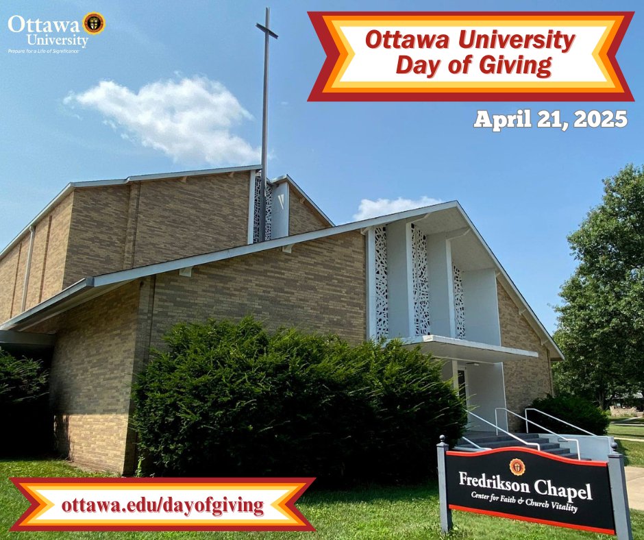 OUForeverMore's tweet photo. Ottawa University’s commitment to its Christian roots &amp; American Baptist affiliation is an important aspect for many alumni. Integrating faith-based values into the curriculum and campus life via the Fredrikson Center.  https://t.co/mxtHOAk8pl #OUDayofGiving https://t.co/jkrkDo4Bqw