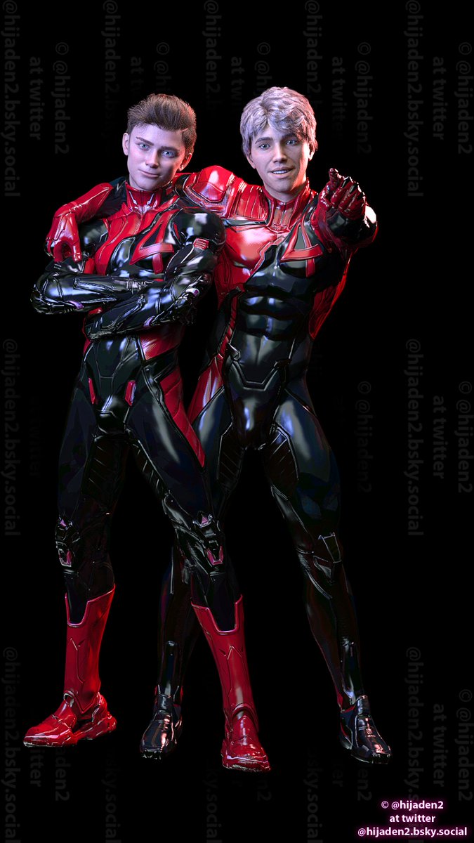 Hijaden2's tweet photo. Hope you all are having a very good Sunday! 
Got my hands on some fantastic 4 costumes and decided to have bit fun with them. A red and black pattern is really hitting the right spot for me. 🤑
Do enjoy and have a great day! 😁
#3dartwork #3dart #fantastic4 #fanart #LatexCosplay https://t.co/5XrrtYPZbd