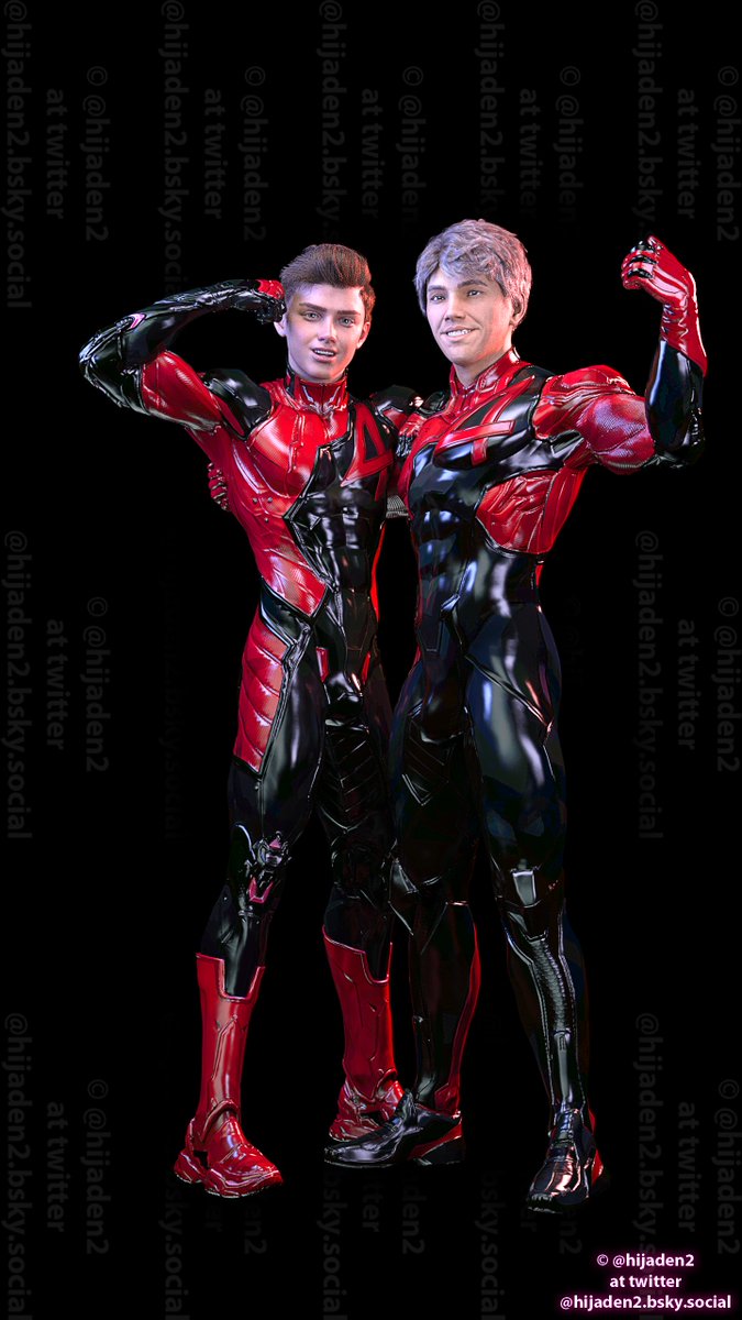 Hijaden2's tweet photo. Hope you all are having a very good Sunday! 
Got my hands on some fantastic 4 costumes and decided to have bit fun with them. A red and black pattern is really hitting the right spot for me. 🤑
Do enjoy and have a great day! 😁
#3dartwork #3dart #fantastic4 #fanart #LatexCosplay https://t.co/5XrrtYPZbd