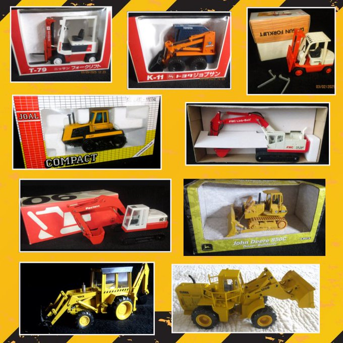 rusticrelics04's tweet photo. Heavy Equipment Toys https://t.co/ADiRPpBV2f #diecast #Business #Industrial #machinery #heavyEquipment #building #construction #toycollector #loader #Earthmovers #skidloader #Forklift #Yale #caterpillar #Bobcat #Gehl #JohnDeere #Hydraulic #Excavator #Conrad #Nissan #OMC #Datsun https://t.co/wLV2QKcoSS