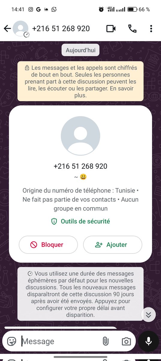 PhilosofyAM's tweet photo. @Allocab je viens de discuter avec une personne via WhatsApp , elle me parlé avec un numéro tunisien elle s'est présenté en tant que AlloCab je pense a une arnaque pouvez me dire si vous disposez d'un service depuis la Tunisie qui contact vos ancien collaborateur ? https://t.co/bZHwuZeoFD
