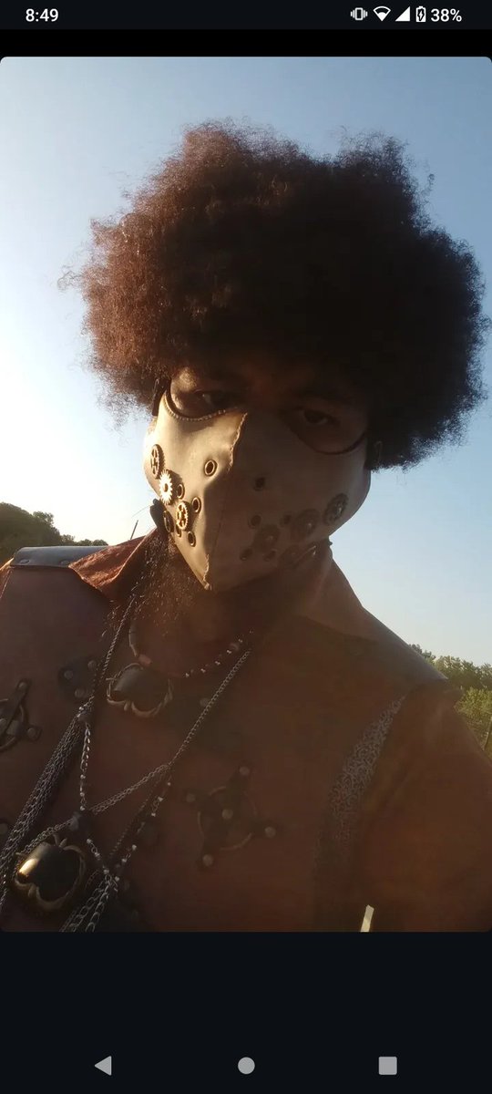 The passing of COVID was a blessing to me because I always wanted to rock half-masks. 
Now I can do so with impunity.
This is not cosplay, I just dress like this.