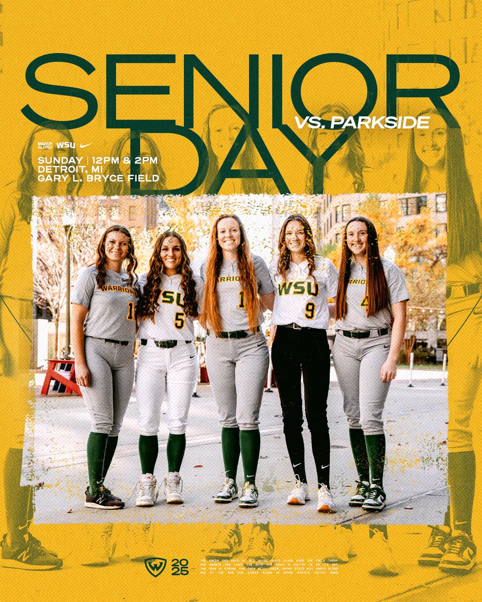 Happy Senior Day 💛

🆚 | Parkside 
🗓️ | Sunday, April 13
⏰ | 12PM/2PM (ET)
🏟️ | Gary L. Bryce Field
📍 | Detroit, MI
📺 | bit.ly/42GB8Up
📊 | bit.ly/4itFUKK

#REPthe313
