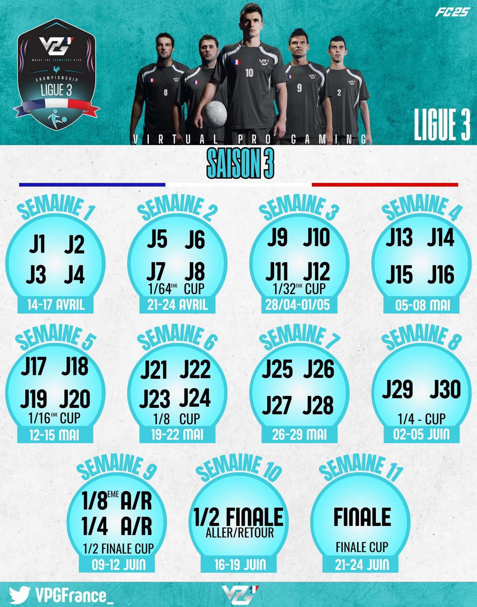 VPGFrance_'s tweet photo. Voici les calendriers de chaque ligue VPG France pour notre S3 qui commencera demain !

Bonne chance à toutes les équipes que les meilleurs gagnent ! https://t.co/Jvv0ilhPwX