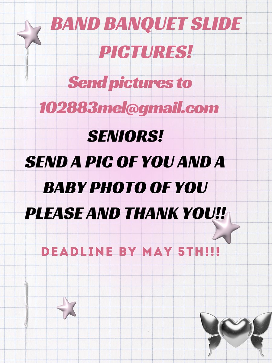 Band members!!! Please send any favorite memories you had this year send them to the Gmail that’s put on there🤗