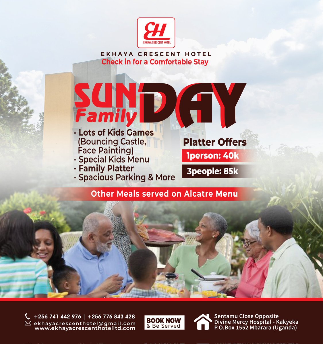 ekhayacrescent's tweet photo. A beautiful #PalmSunday like this, is a good moment to enjoy with family. Our #SundayFamilyDayOut is one, fresh and good with all packages to make you feel good.
#VisitEkhayaHotelMbarara 

☎️ +256 741 442 976 / 0776 843428
📧 ekhayacrescenthotel@gmail.com https://t.co/ZxrOsu27Ks