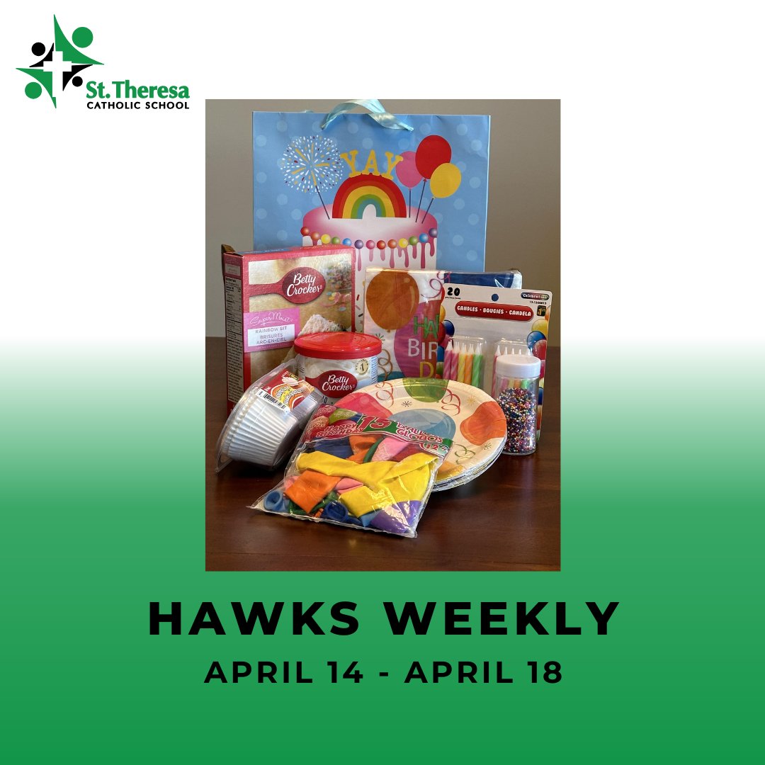📰 Want to stay in the know, Hawks? Check out this week’s Hawks Weekly for all the latest school events—from 80s Day to Earth Day, and everything in between!
Don't miss a thing!
👉stt.eics.ab.ca/parents/newsle…

#HawksWeekly #StTheresaHawks #SherwoodPark #StTheresaSherwoodPark