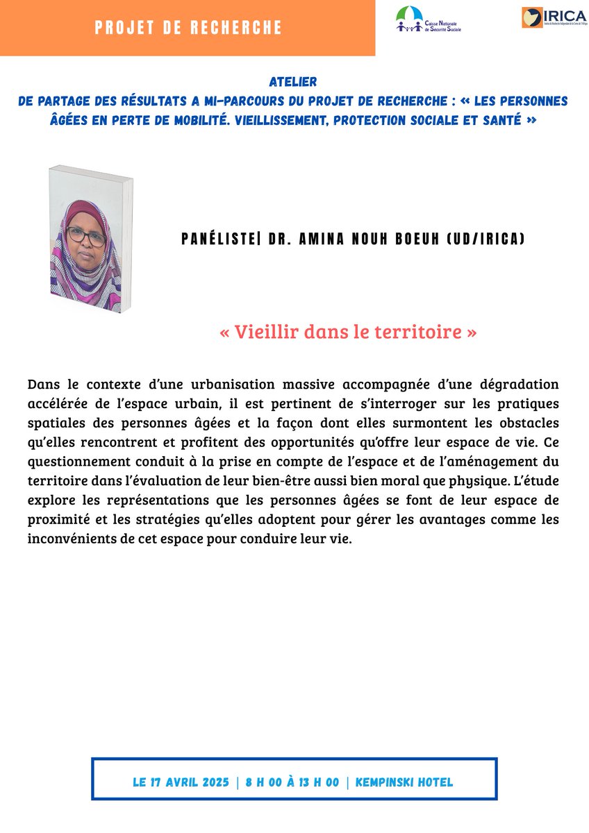 IRICAdjib's tweet photo. Au programme :
🔍 Regards croisés sur les enjeux sociaux, économiques et culturels du vieillissement
🗣️ Interventions d’experts et chercheurs sur les inégalités, le rôle des aidants, les solidarités intergénérationnelles, les politiques publiques… https://t.co/4rFw4e8EXk