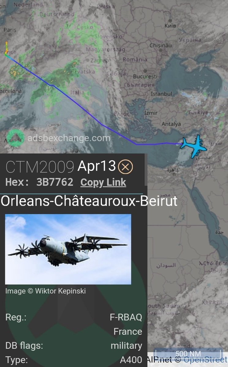 LebanonJets's tweet photo. #France AirForce A400M #FRBAQ arrived into Beirut from Orleans via Châteauroux as #CTM2009 hex #3B7762 invisible on FR24, BLOCKED on other sources.
Nearly 700 French troops in #Lebanon for #UNIFIL https://t.co/bJHwh0OZ63