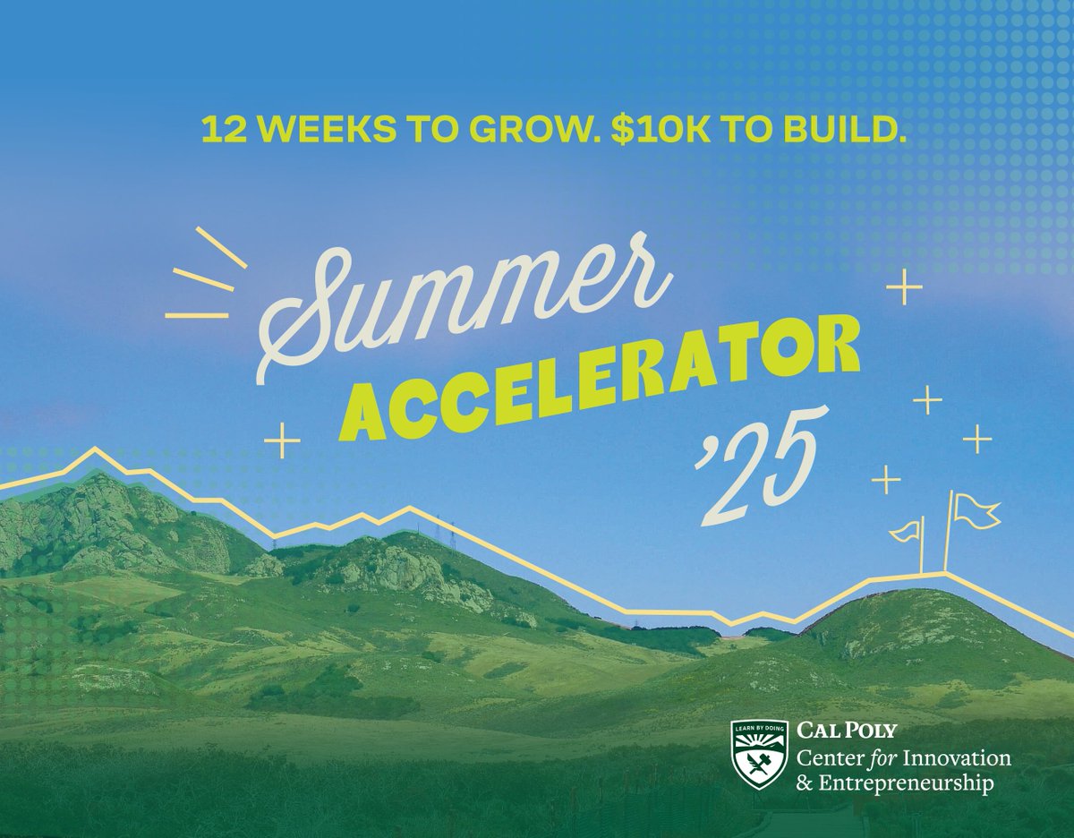 12 weeks. $10K. A summer in SLO to grow your startup. 🚀

Hear from past Accelerator teams on how the CIE helped them build confidence and companies. l8r.it/7VOX

📌 Apply by April 27 by 11:59 PM → l8r.it/EQQG