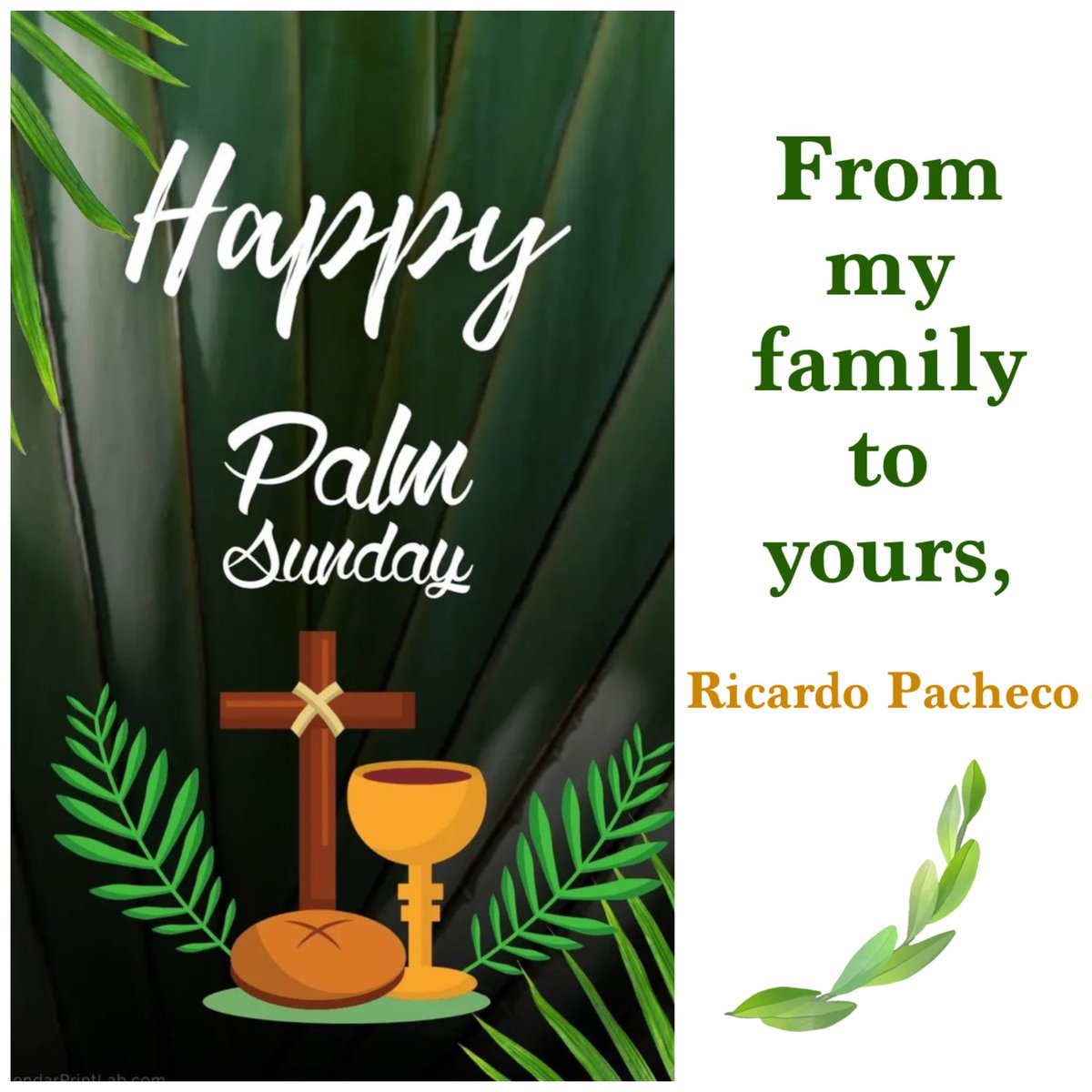 Wishing you a blessed Palm Sunday. Let us take a moment to reflect and express gratitude for our blessings during these challenging times. May our faith remain strong!

————————-

Te deseo un bendito Domingo de Ramos. Tomemos un momento para reflexionar y expresar gratitud por