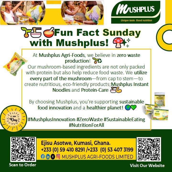#MushplusFunFact
#SundaySpecial
#SustainableNutrition

<a href="/kicghana/">Kosmos Innovation Center Ghana</a> <a href="/MastercardFdn/">Mastercard Foundation</a>