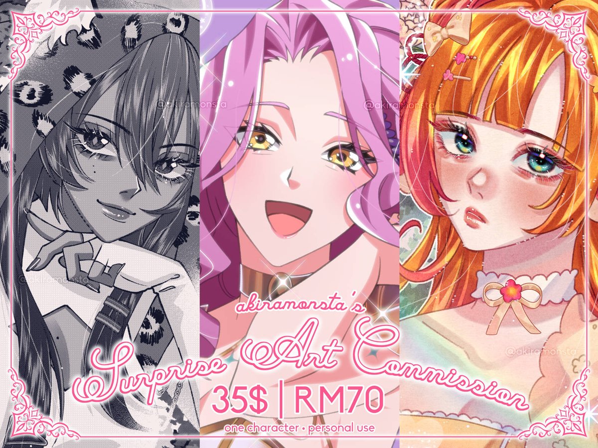 akiramonsta's tweet image. ⋆. 𐙚 ˚ New batch of 𝐒𝐮𝐫𝐩𝐫𝐢𝐬𝐞 𝐀𝐫𝐭 𝐂𝐨𝐦𝐦𝐢𝐬𝐬𝐢𝐨𝐧! ⋆. 𐙚 ˚
𝐃𝐌 to place order 💌