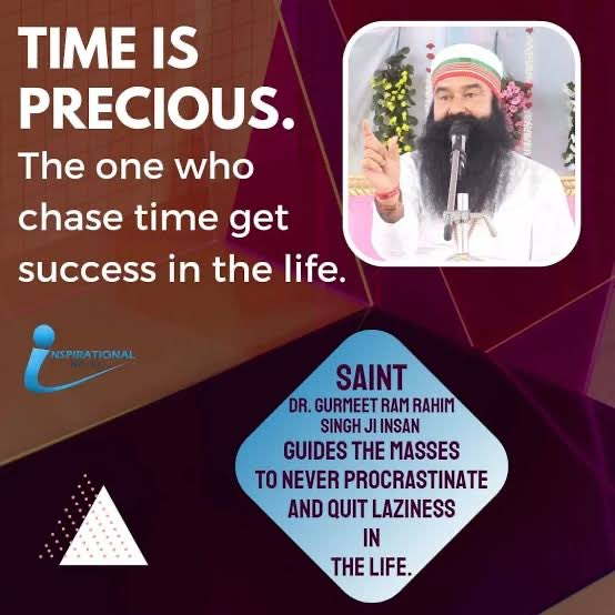 BkaurSharma's tweet photo. Saint Dr Gurmeet Ram Rahim Singh Ji Insan has shared #TimeManagementTips to guide individuals toward success, achieving their goals, leading a happy life. Importance of managing time effectively, encouraging people to prioritise meditation, strengthen their spiritual well-being. https://t.co/CHiWkp5Q2E