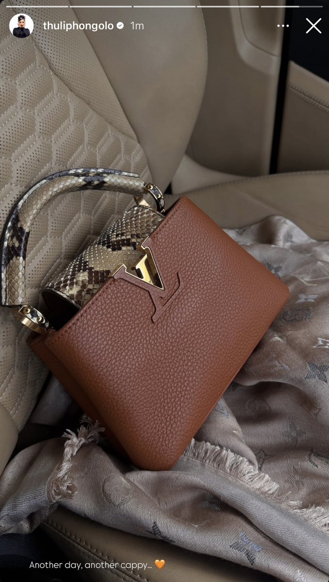 Saltiesunmasked's tweet photo. Thuli P Flaunts another R100k worth Capucines bag from her collection she also has multiple Birkins and Kelly's😊😊😊 https://t.co/1qbC4P6wp5
