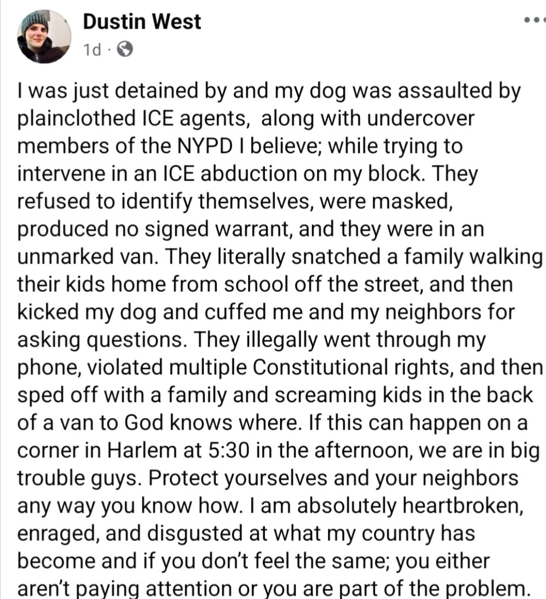 American Freedom y'all:  Unmarked vans, no warrant, refusal to identify, black bagging entire families.