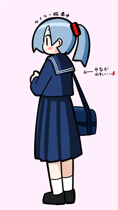 (* 'ω`*)春のおみくの学生さんセーラー服の背中のかわいさよ 