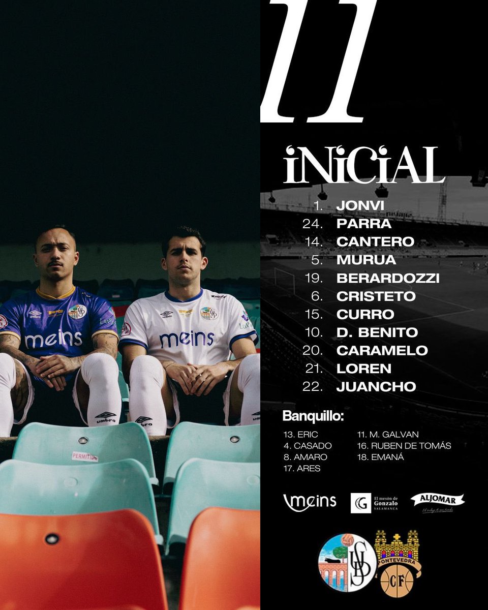 SalamancaCFUDS's tweet photo. 📋✅ | 𝓐𝓵𝓲𝓷𝓮𝓪𝓬𝓲𝓸́𝓷 

¡Ya tenemos 11 Inicial confirmado!

#UDSPontevedra 🏳️🏴 https://t.co/ywzMPWWSyf