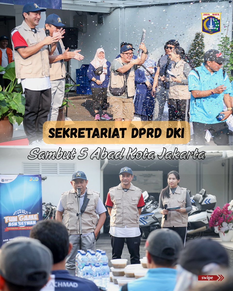 setwanjakarta's tweet photo. Sekretariat DPRD DKI Jakarta menggelar kompetisi kekompakan bertajuk "Fun Game ASN Setwan Sehat, Kinerja Hebat, Menuju Kota Global", Minggu (13/4).
#SekretariatDPRD #SetwanDKI #SekretariatDPRDDKI #MenyambutJakarta5Abad #Jakarta5Abad #CarFreeDay #DKIJakarta #Jakarta https://t.co/2KRVoJyiYL