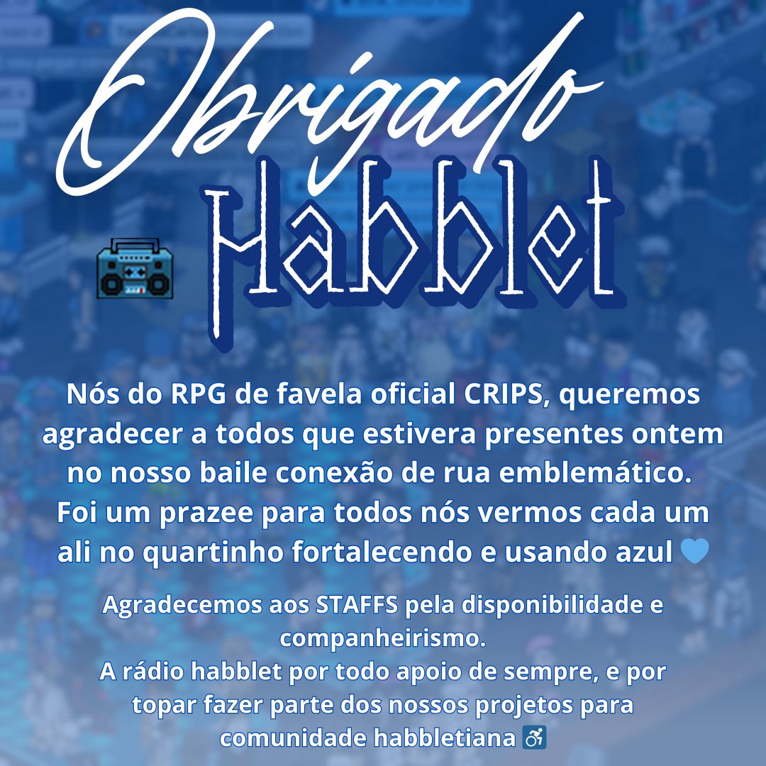 CripsHB's tweet photo. O evento foi um sucesso e não teria sido se não tivesse o apoio de tanta gente massa! Obrigado aos que nos ajudaram e contribuíram para isso acontecer! Aos nossos membros e locutores que abrilhantaram o nosso evento, vocês são F0D@$ 💙 FAZ o C imediatamente ♿️
#CripsForever https://t.co/wreXc8QoGq
