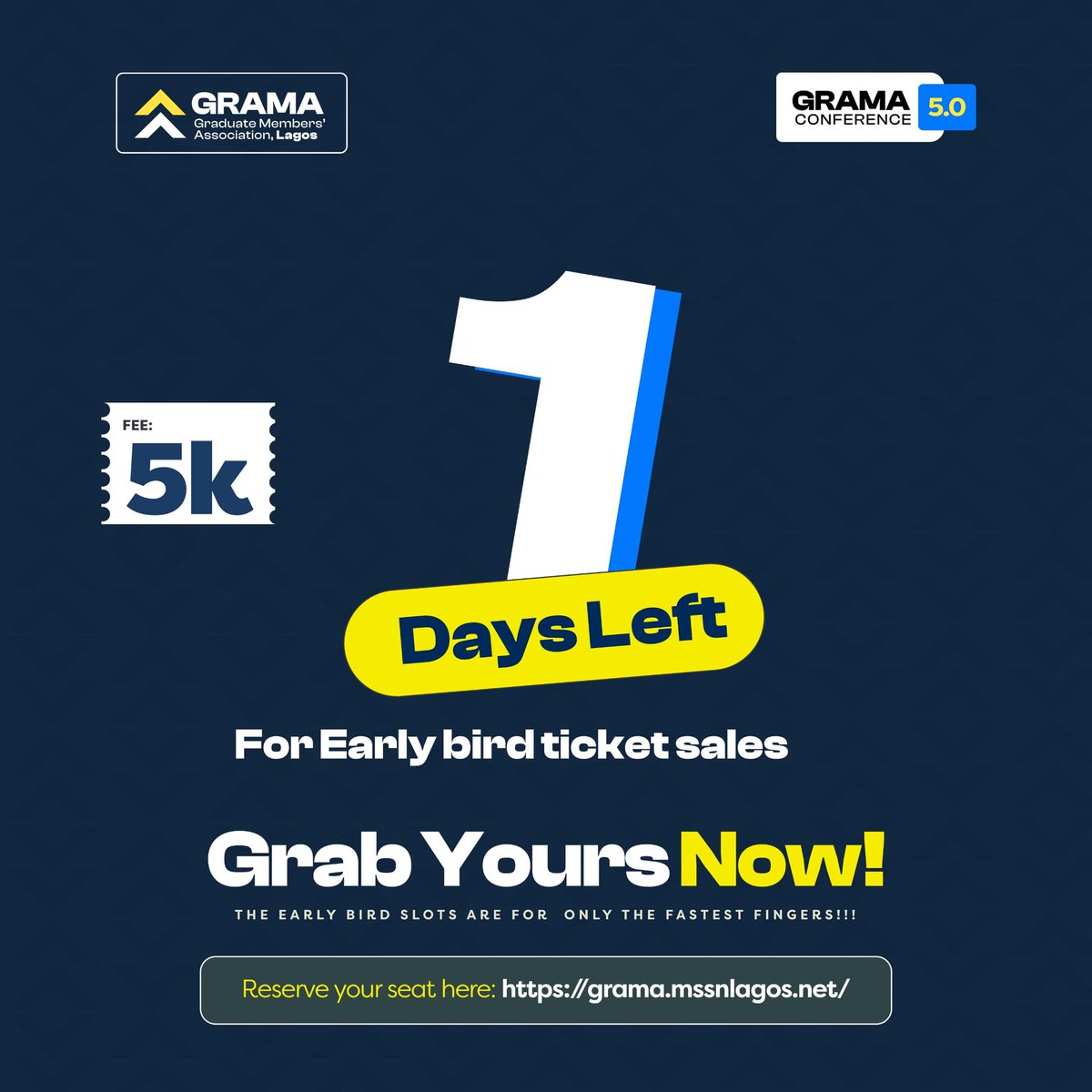 GRAMALagos's tweet photo. 1 DAY LEFT
It’s now or never - early bird ends in 24 hours!

Jumu’ah comes once a week; a chance to recharge spiritually. This conference is your chance to recharge professionally &amp; purposefully

Don’t miss out. Secure your spot NOW at https://t.co/ohicFDoVJl
#GRAMAConference2025 https://t.co/vEGd7yfESQ