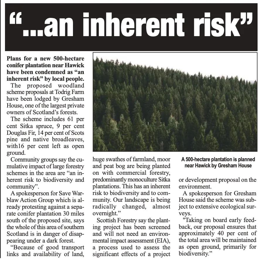 We are not the only ones talking and taking action about the impact of cumulative and high afforestation levels.