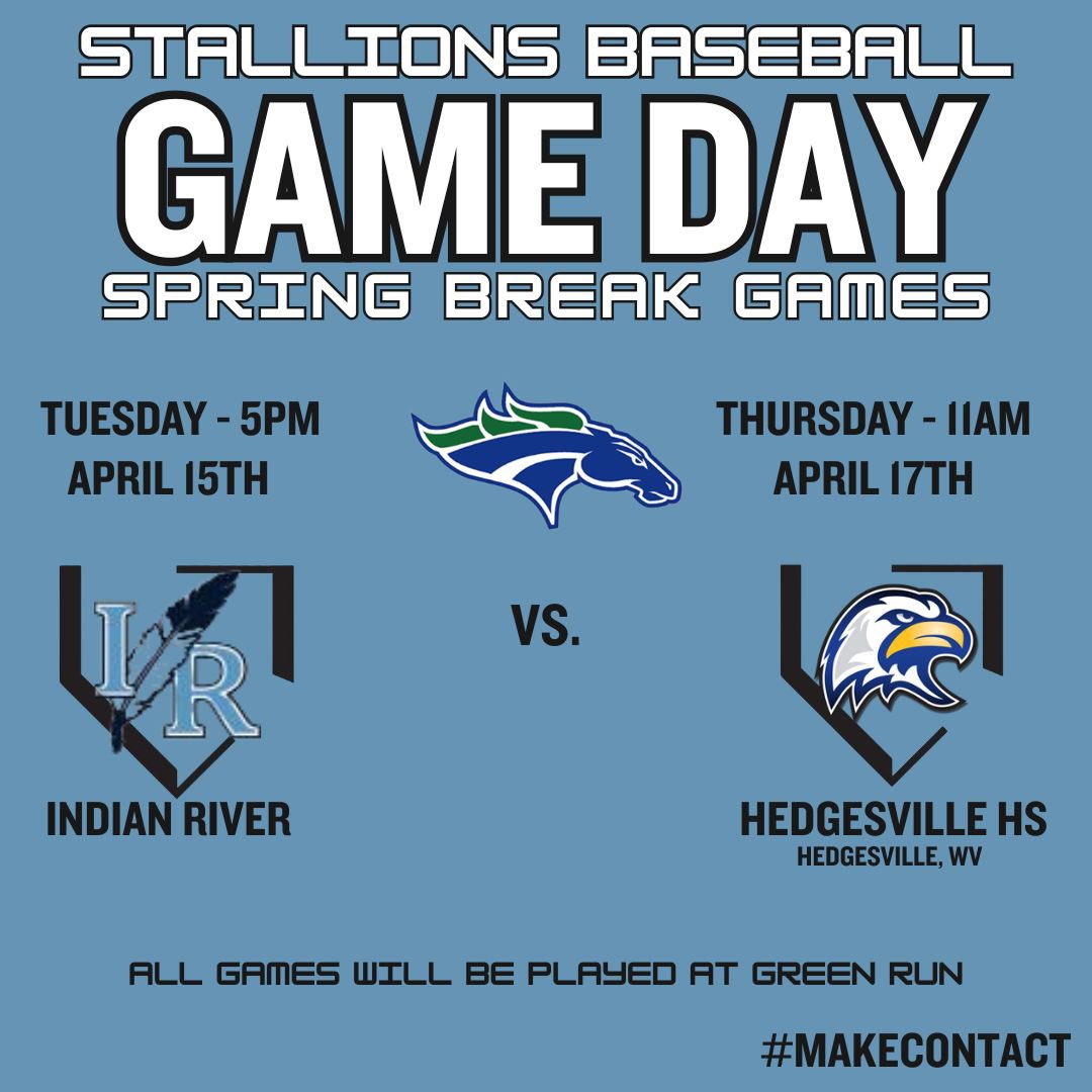 GRStallionsBB's tweet photo. Join us at the Stable this spring break week as we host @IRiverBaseball and @HHSathletics_ #MakeContact #Baseball https://t.co/vh2hjmRZem