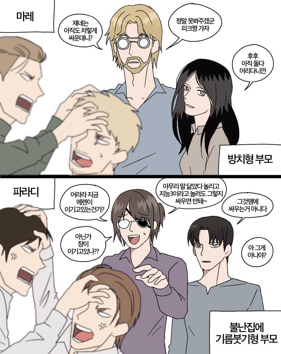 애들 싸울때 국가별 부모님 반응