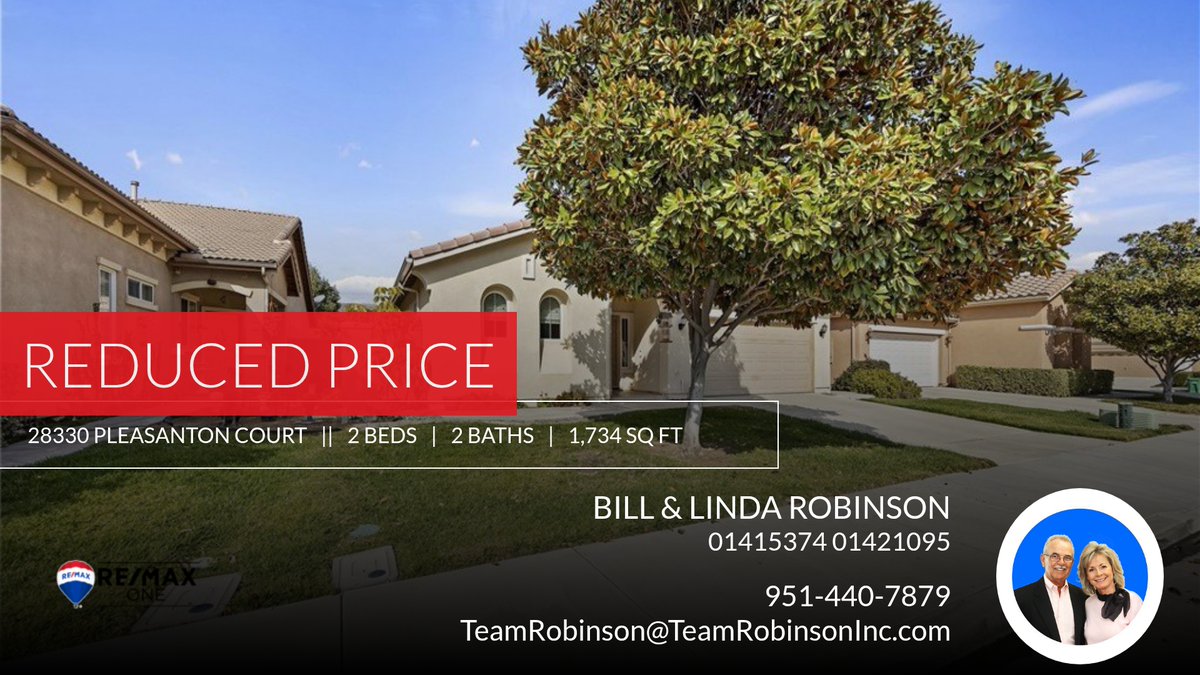 SharingDeals10's tweet photo. 📍 Reduced Price 📍 This recently reduced home at 28330 Pleasanton Court in Menifee won't last long, so, don't wait to set up a showing! Reach out here or at 951-440-7879 for more information!

Bill &amp; Linda Robinson
Team Robinson R... https://t.co/IUavOj6CHr https://t.co/RhzeVE6A34