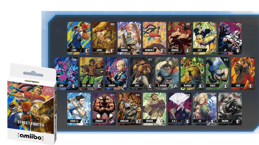 Capcom has released images of all 22 Street Fighter 6 amiibo cards